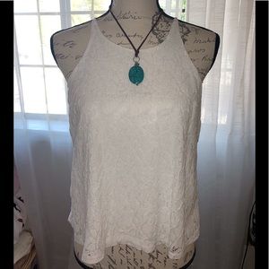 Lace flowy white tank top